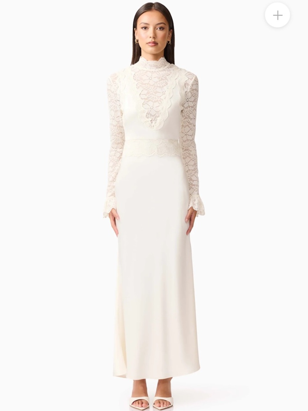 NEW ELLIATT margo long sleeve gown in ivory Medium